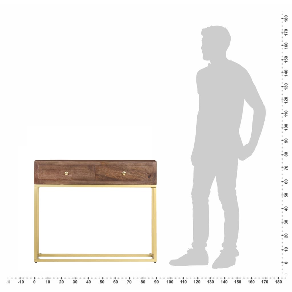 vidaXL Stolik typu konsola, 90 x 30 x 75 cm, lite drewno mango