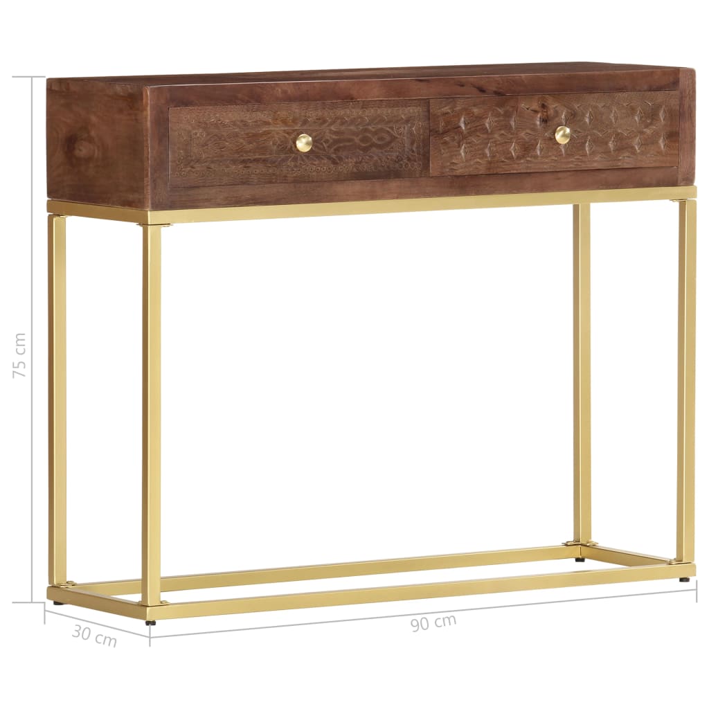 vidaXL Stolik typu konsola, 90 x 30 x 75 cm, lite drewno mango