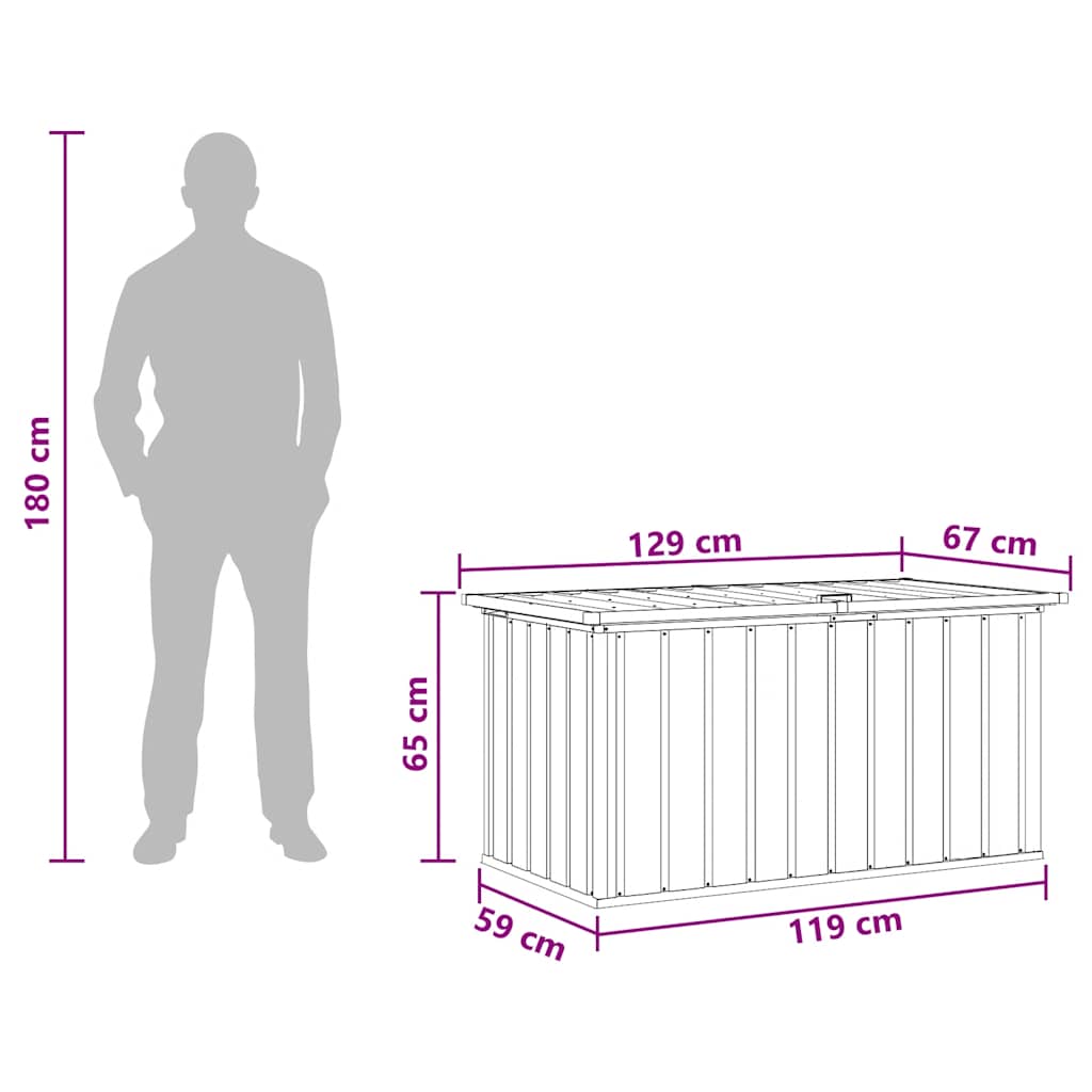 vidaXL Skrzynia ogrodowa brązowa 129x67x65 cm