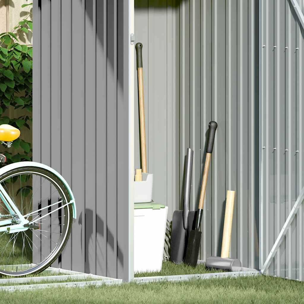 vidaXL Szopa z wiatą na drewno, szara, 245x98x159 cm, stal