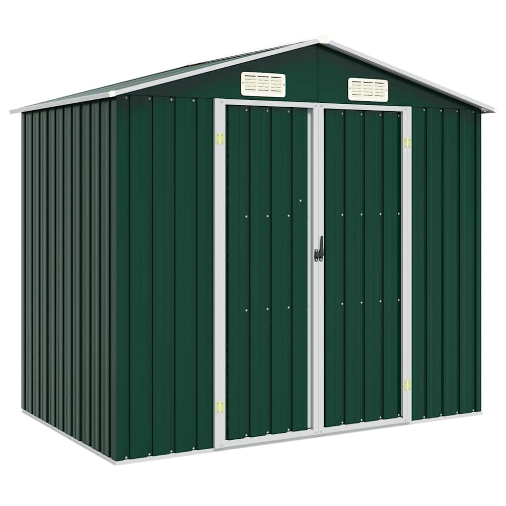 vidaXL Szopa ogrodowa, zielona, 205x129x183 cm, stal galwanizowana