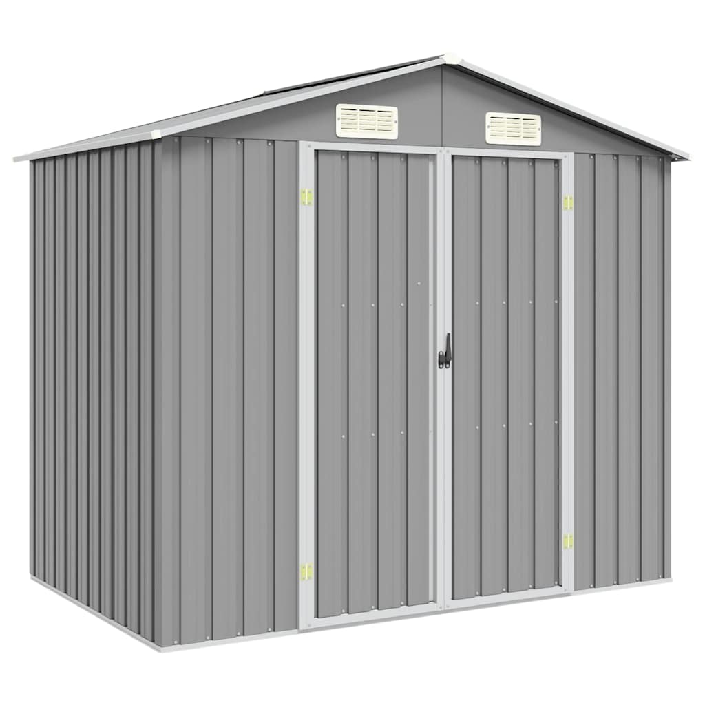vidaXL Szopa ogrodowa, szara, 205x129x183 cm, stal galwanizowana