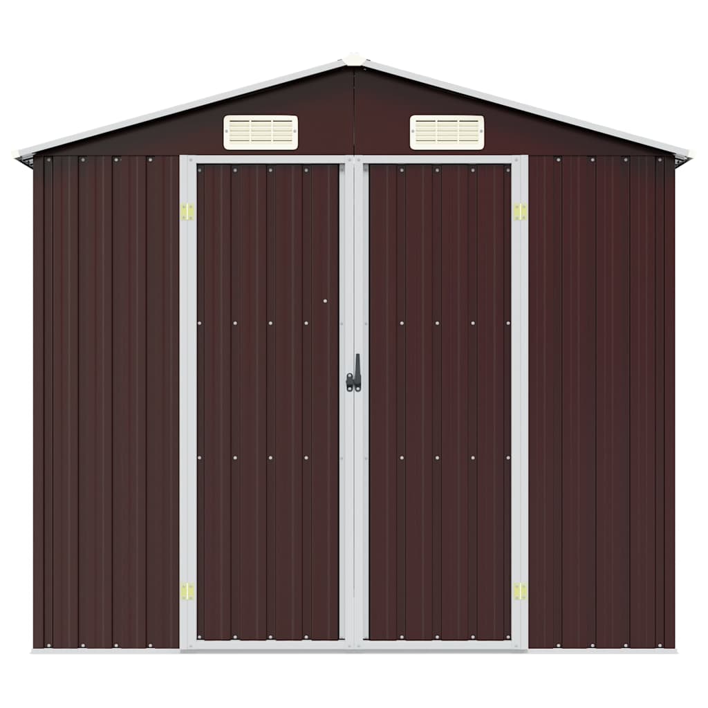 vidaXL Szopa ogrodowa, brązowa, 205x129x183 cm, stal galwanizowana