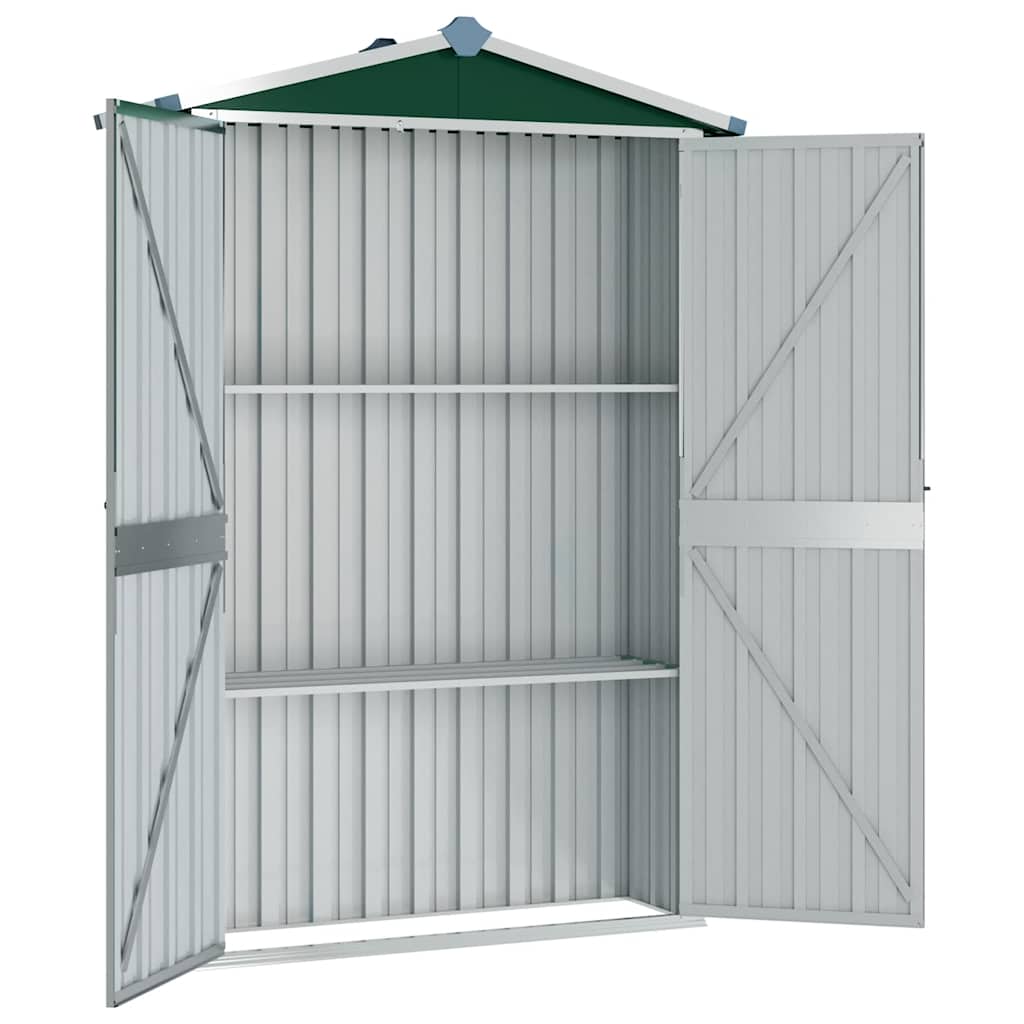 vidaXL Szopa ogrodowa, zielona, 116x45x175 cm, stal galwanizowana