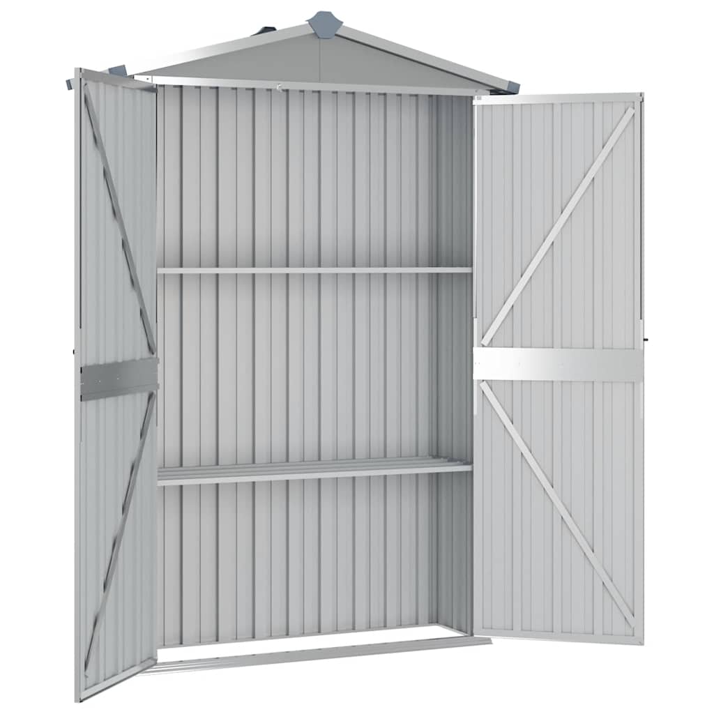 vidaXL Szopa ogrodowa, szara, 116x45x175 cm, stal galwanizowana
