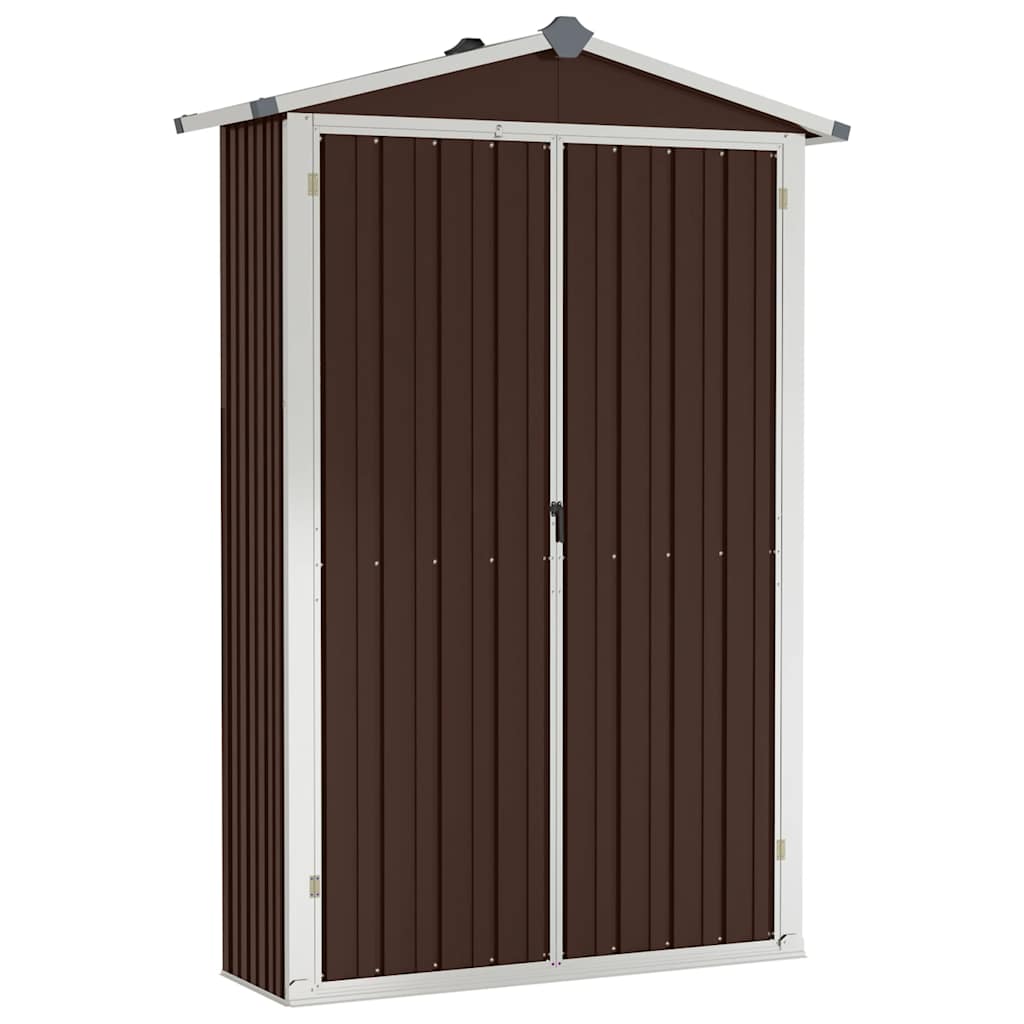 vidaXL Szopa ogrodowa, brązowa, 116x45x175 cm, stal galwanizowana