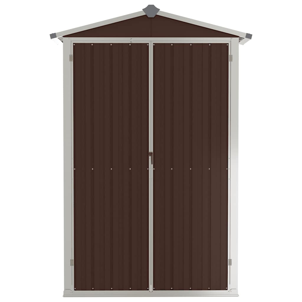vidaXL Szopa ogrodowa, brązowa, 116x45x175 cm, stal galwanizowana