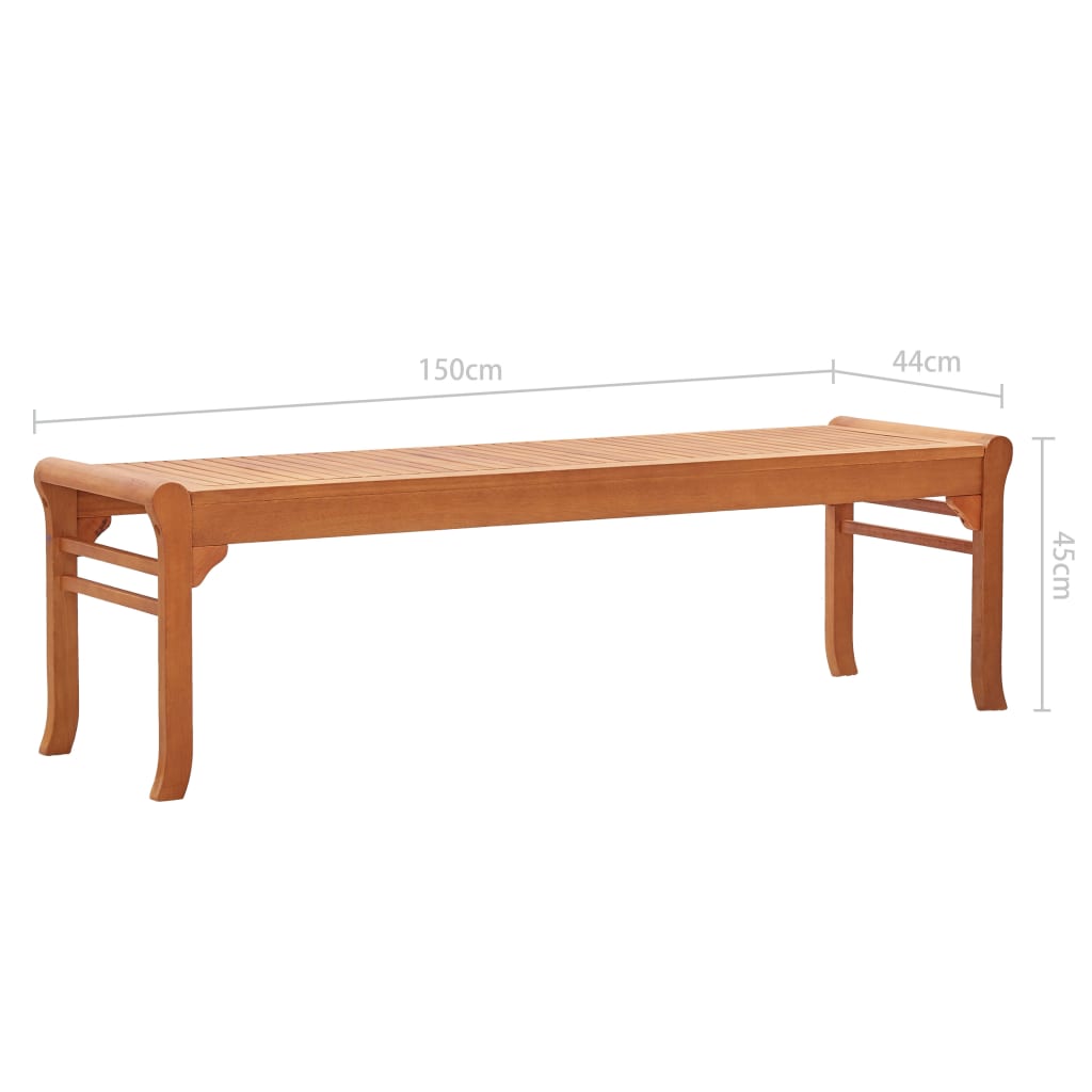 vidaXL 3-os. ławka ogrodowa, 150 cm, lite drewno eukaliptusowe