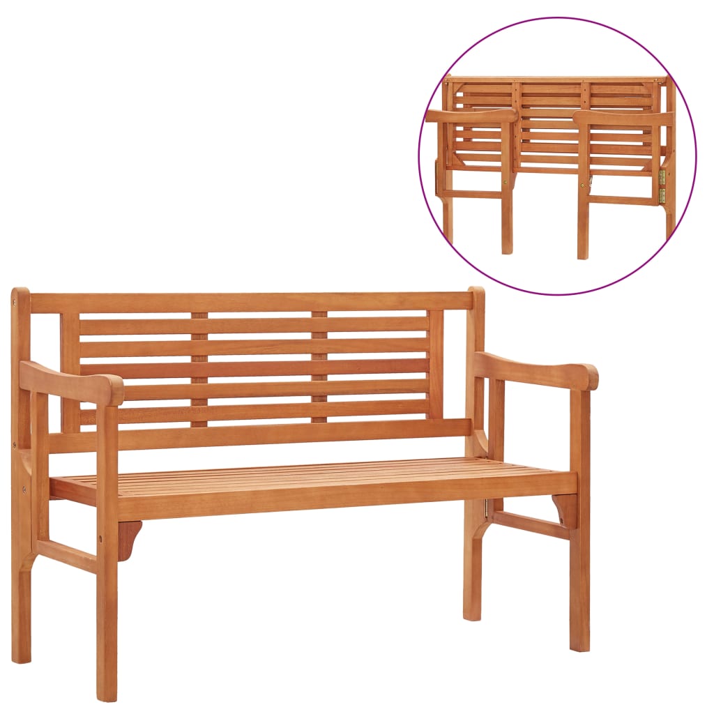 vidaXL Składana ławka ogrodowa, 120 cm, lite drewno eukaliptusowe