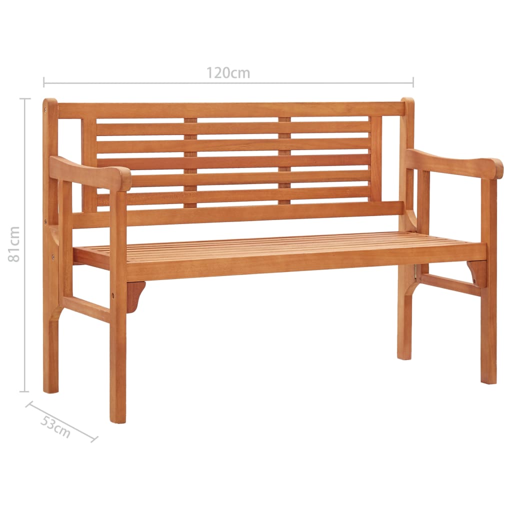 vidaXL Składana ławka ogrodowa, 120 cm, lite drewno eukaliptusowe