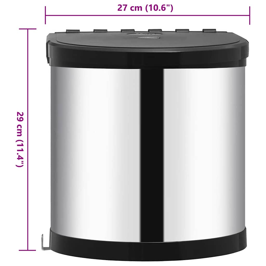 vidaXL Kosz na śmieci do zabudowy, stal nierdzewna, 8 L