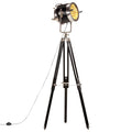 vidaXL Lampa podłogowa na trójnogu, czarna, lite drewno mango, 171 cm
