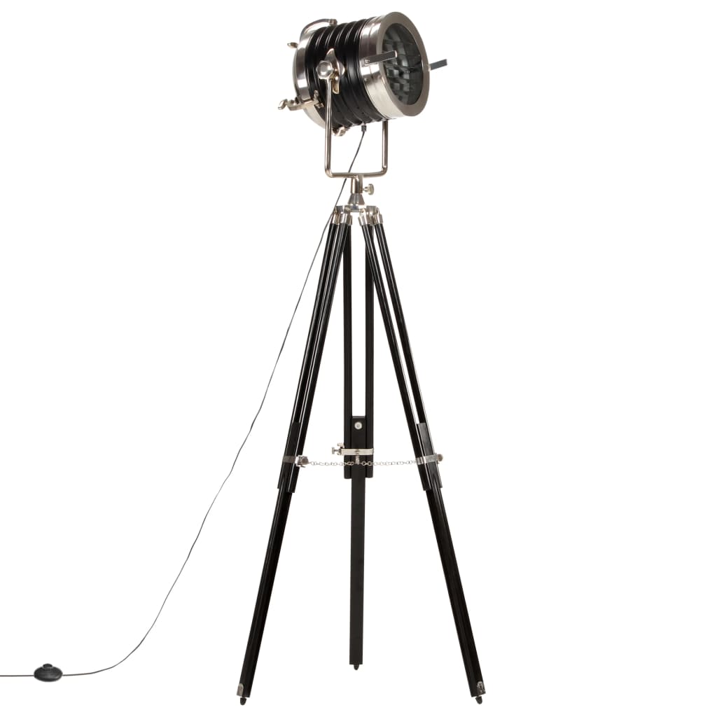 vidaXL Lampa podłogowa na trójnogu, czarna, lite drewno mango, 171 cm