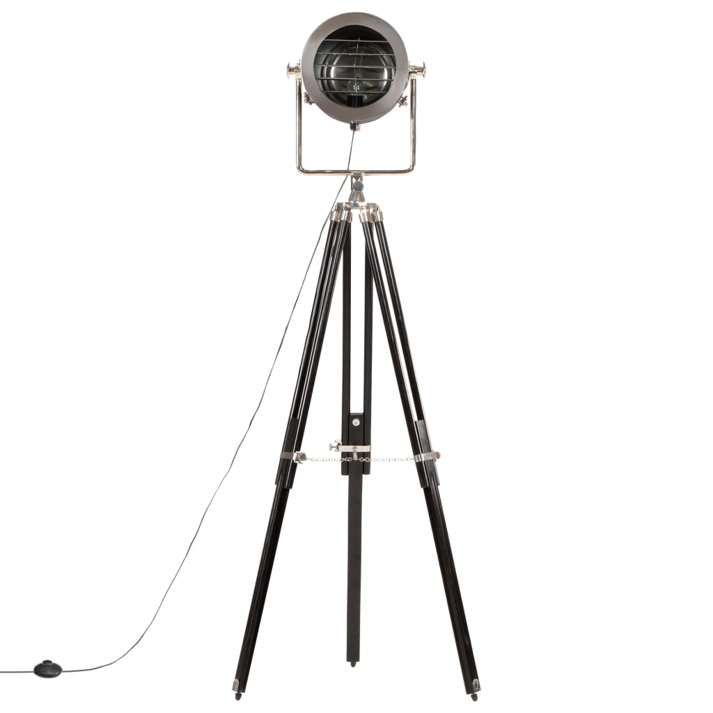 vidaXL Lampa podłogowa na trójnogu, czarna, lite drewno mango, 171 cm