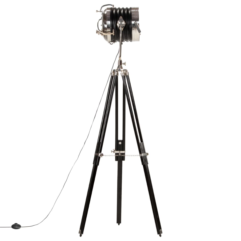 vidaXL Lampa podłogowa na trójnogu, czarna, lite drewno mango, 171 cm