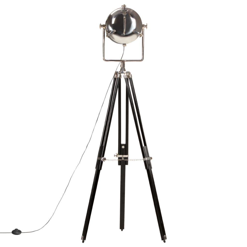 vidaXL Lampa podłogowa na trójnogu, czarna, lite drewno mango, 171 cm