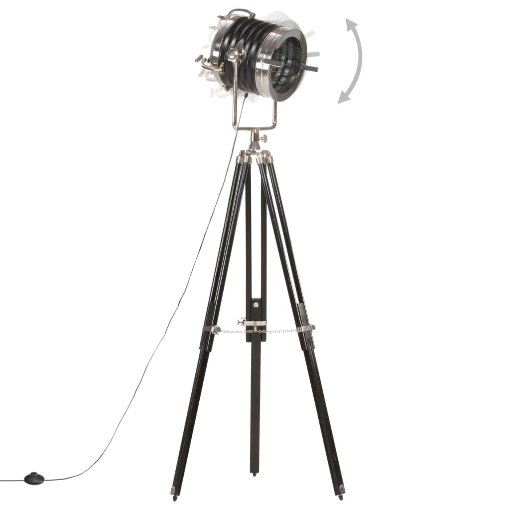 vidaXL Lampa podłogowa na trójnogu, czarna, lite drewno mango, 171 cm