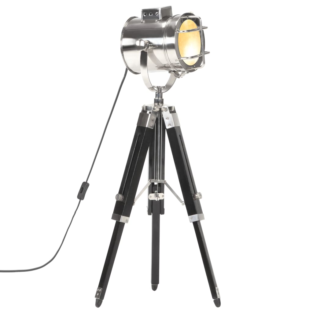 vidaXL Lampa podłogowa na trójnogu, czarna, lite drewno mango, 69 cm
