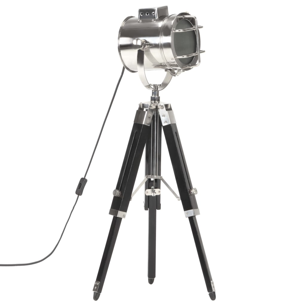 vidaXL Lampa podłogowa na trójnogu, czarna, lite drewno mango, 69 cm