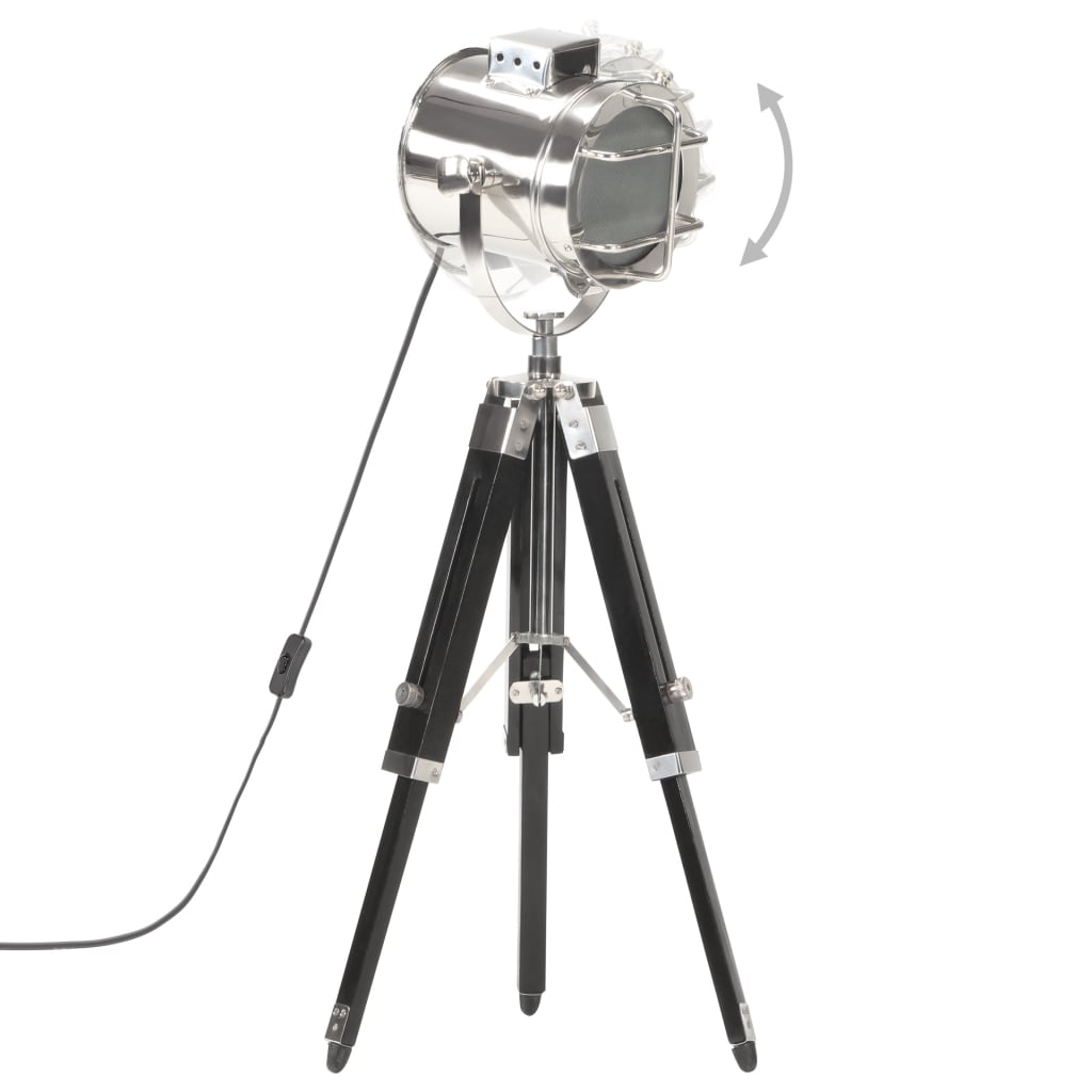 vidaXL Lampa podłogowa na trójnogu, czarna, lite drewno mango, 69 cm