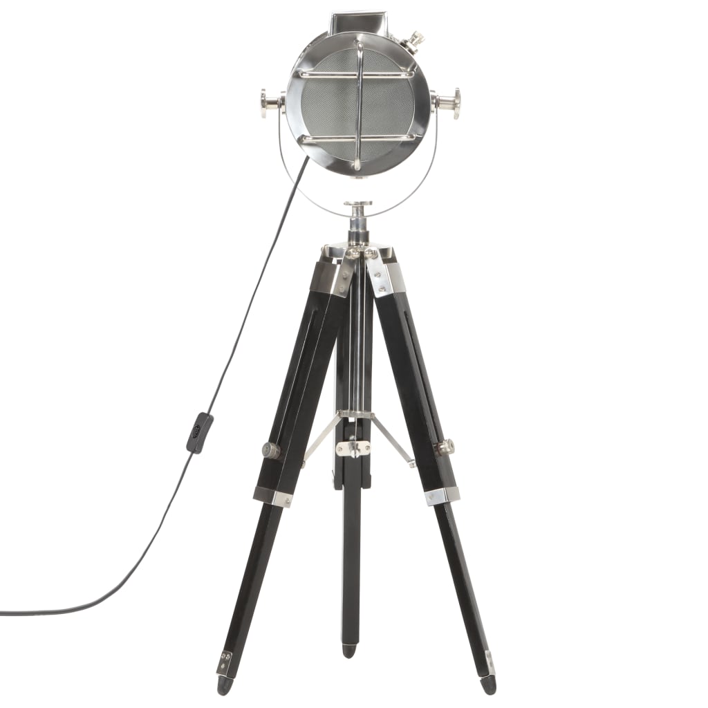 vidaXL Lampa podłogowa na trójnogu, czarna, lite drewno mango, 69 cm
