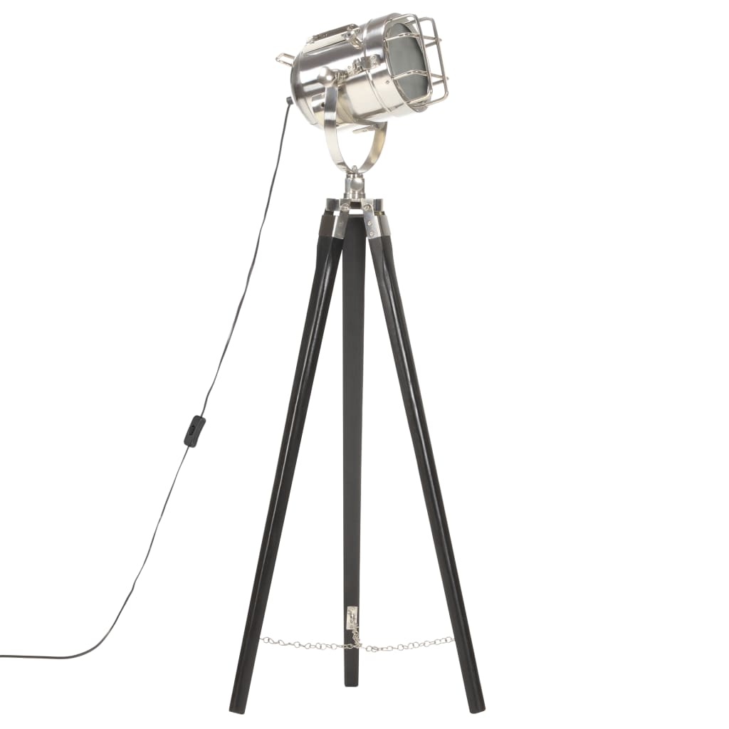 vidaXL Lampa podłogowa na trójnogu, czarna, lite drewno mango, 97 cm