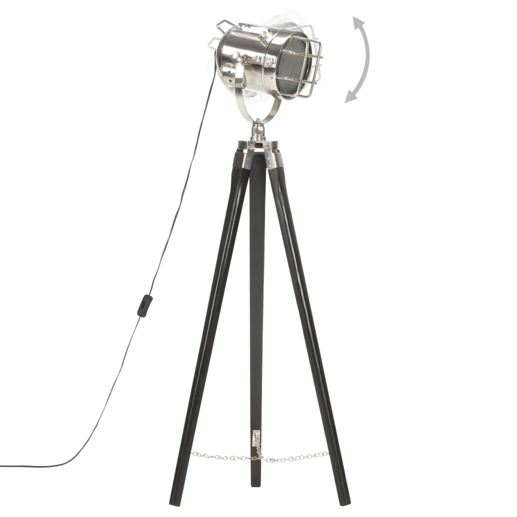 vidaXL Lampa podłogowa na trójnogu, czarna, lite drewno mango, 97 cm