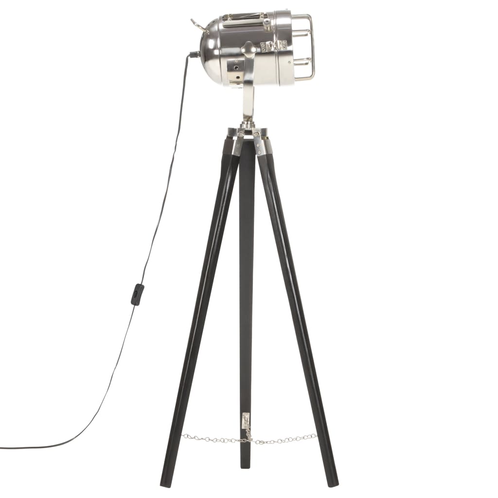 vidaXL Lampa podłogowa na trójnogu, czarna, lite drewno mango, 97 cm