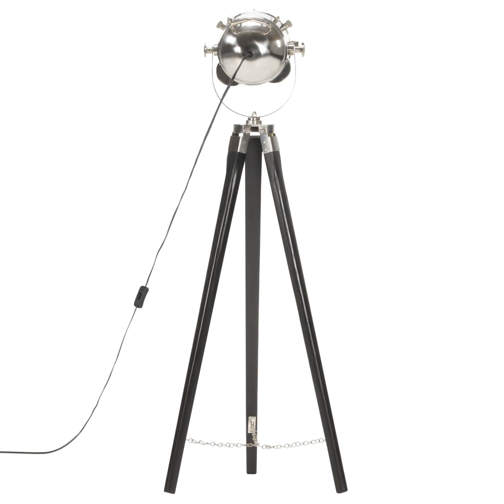 vidaXL Lampa podłogowa na trójnogu, czarna, lite drewno mango, 97 cm