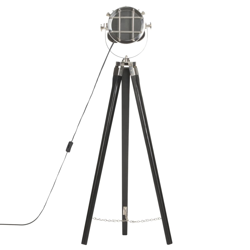 vidaXL Lampa podłogowa na trójnogu, czarna, lite drewno mango, 97 cm
