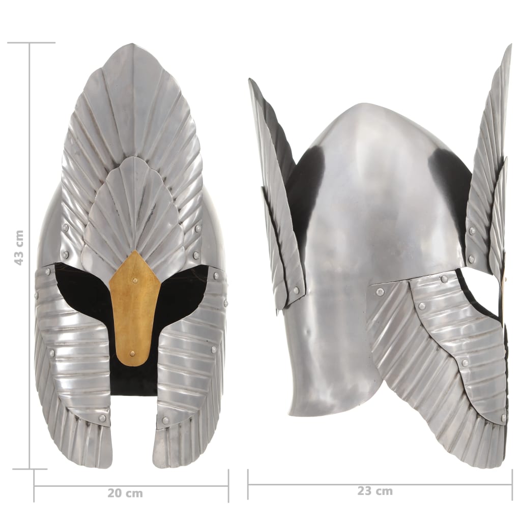 vidaXL Replika średniowiecznego hełmu, stylizowana, LARP, srebrna stal