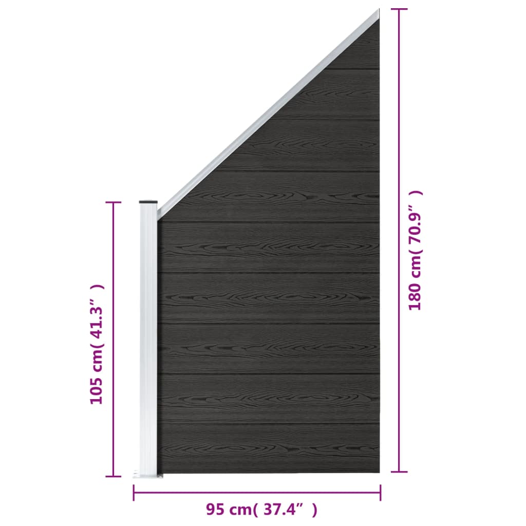 vidaXL Panel ogrodzeniowy WPC 95 x (105-180) cm, szary