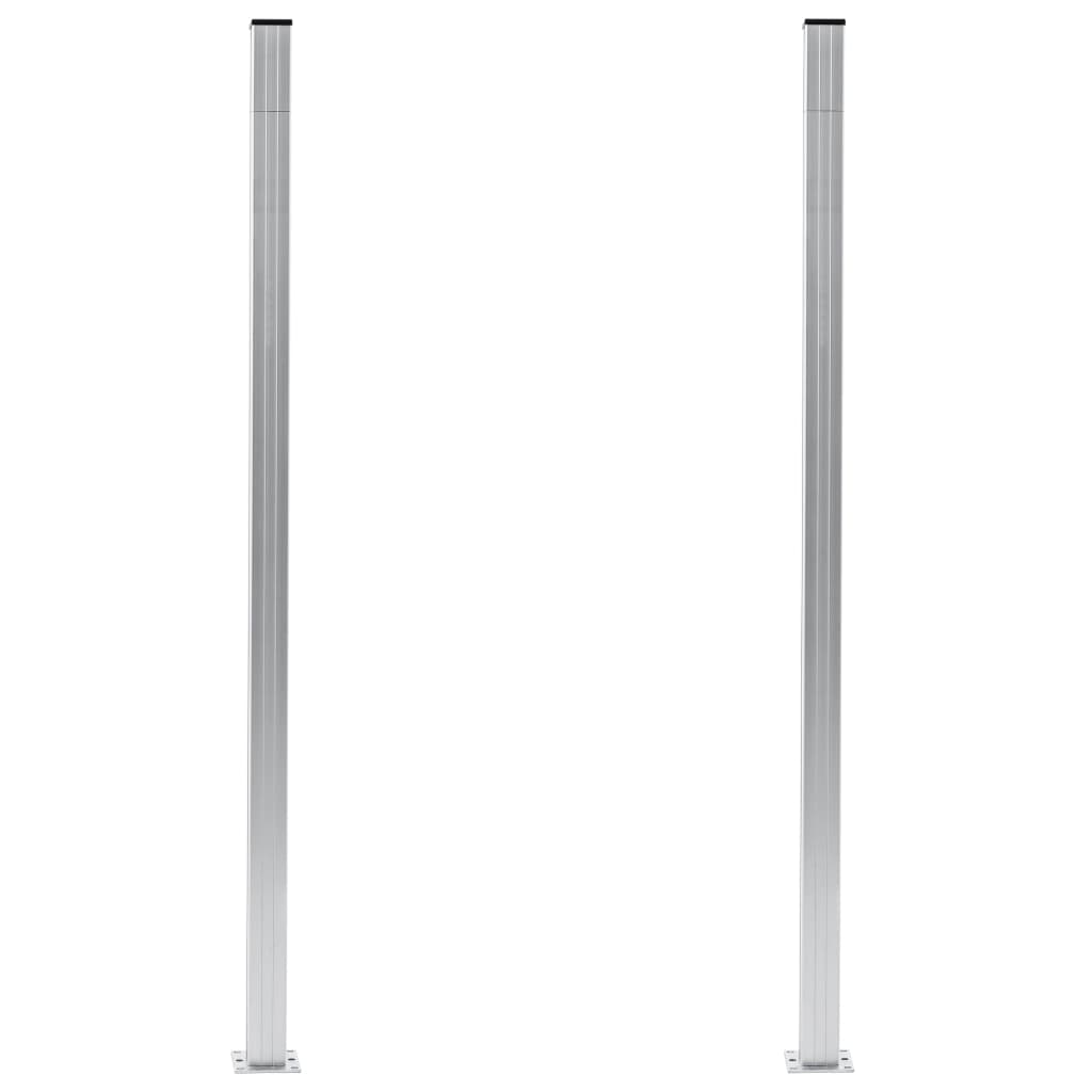 vidaXL Słupki ogrodzeniowe, 2 szt., aluminium, 185 cm