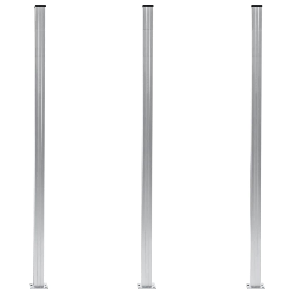 vidaXL Słupki ogrodzeniowe, 3 szt., aluminium, 185 cm