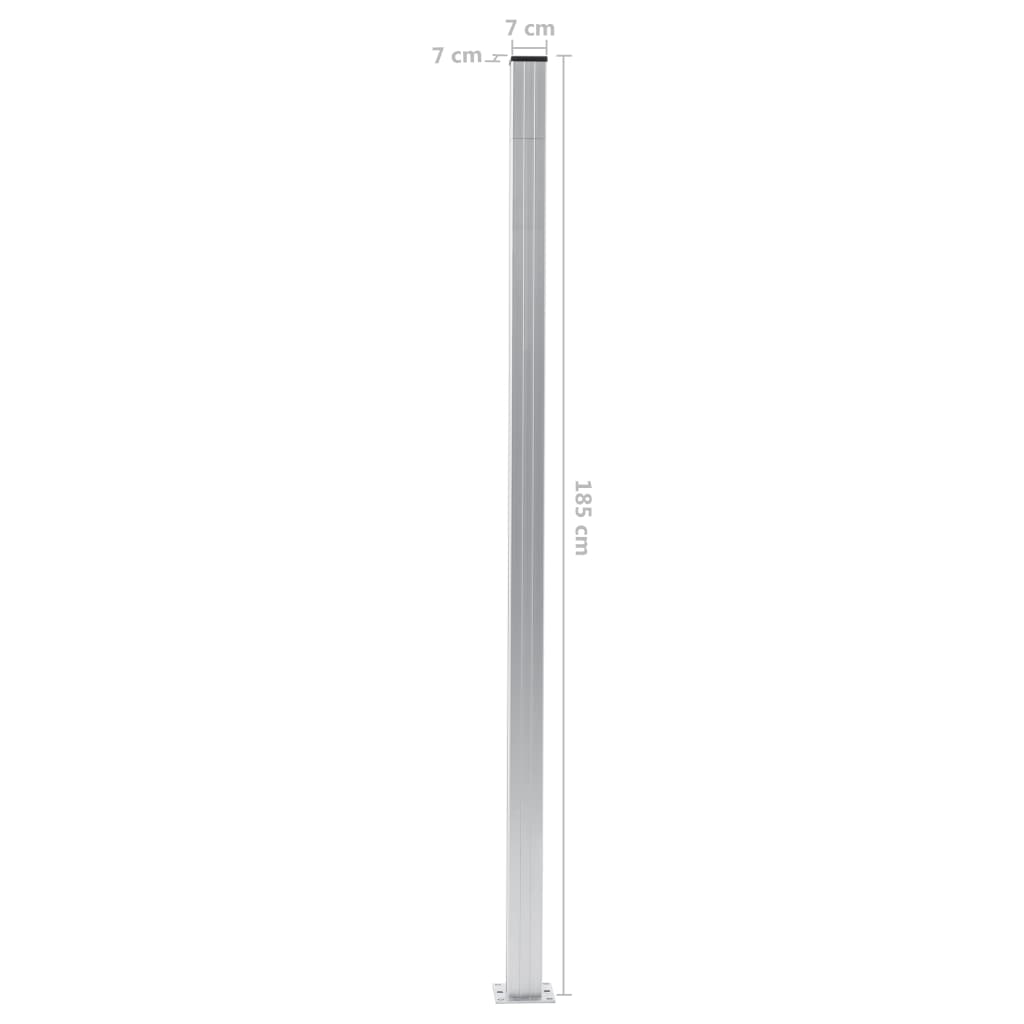vidaXL Słupki ogrodzeniowe, 3 szt., aluminium, 185 cm