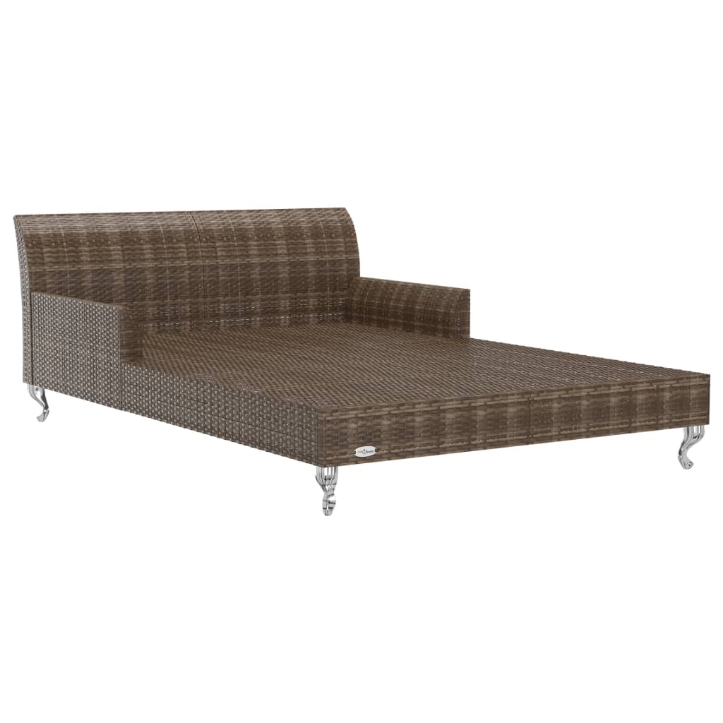 vidaXL 2-osobowe łóżko ogrodowe z poduszkami, rattan PE, brązowe