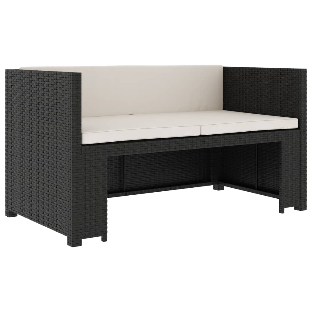 vidaXL 5-cz. zestaw mebli do ogrodu, poduszki, rattan PE, czarny