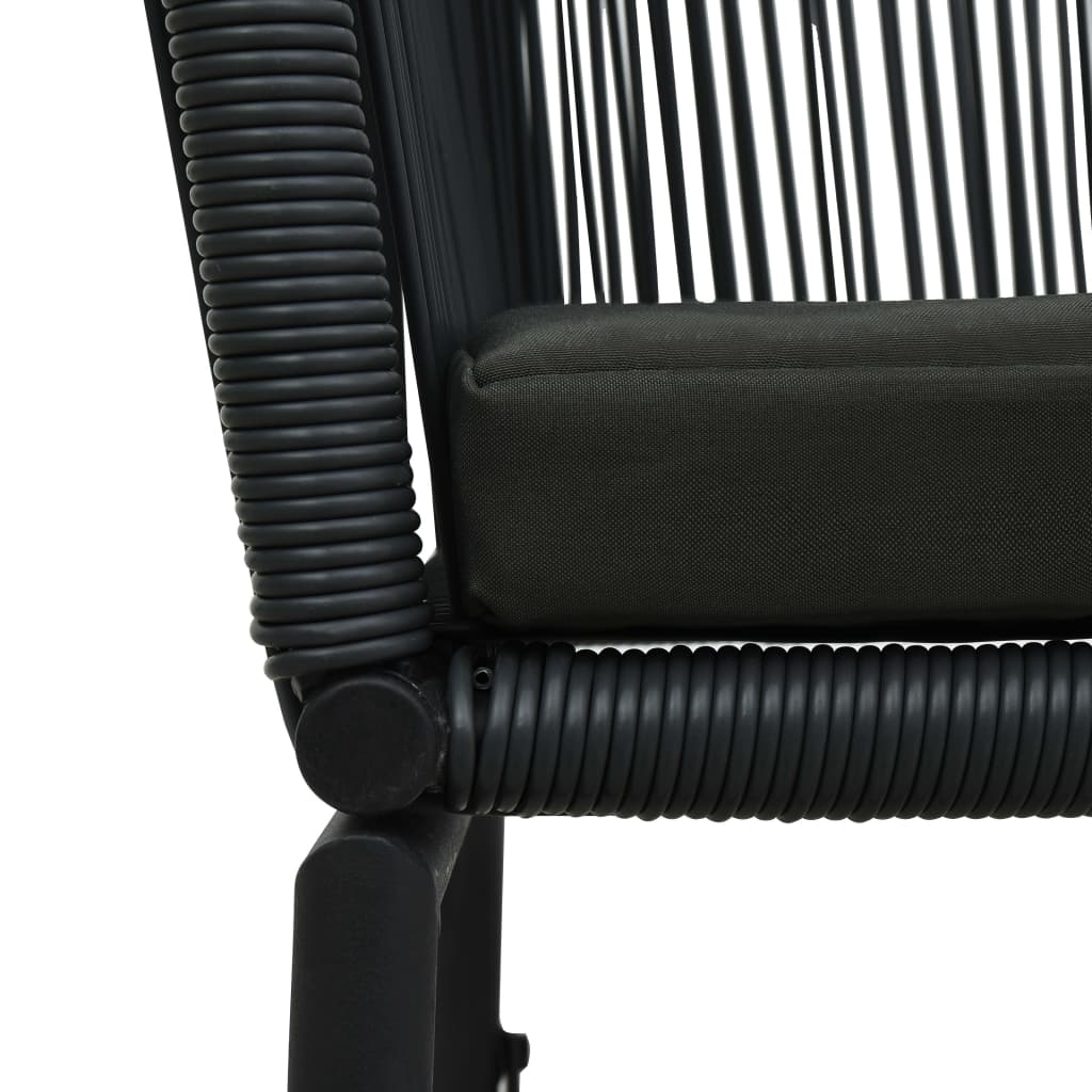 vidaXL 3-częściowy zestaw mebli bistro, poduszki, rattan PE, czarny