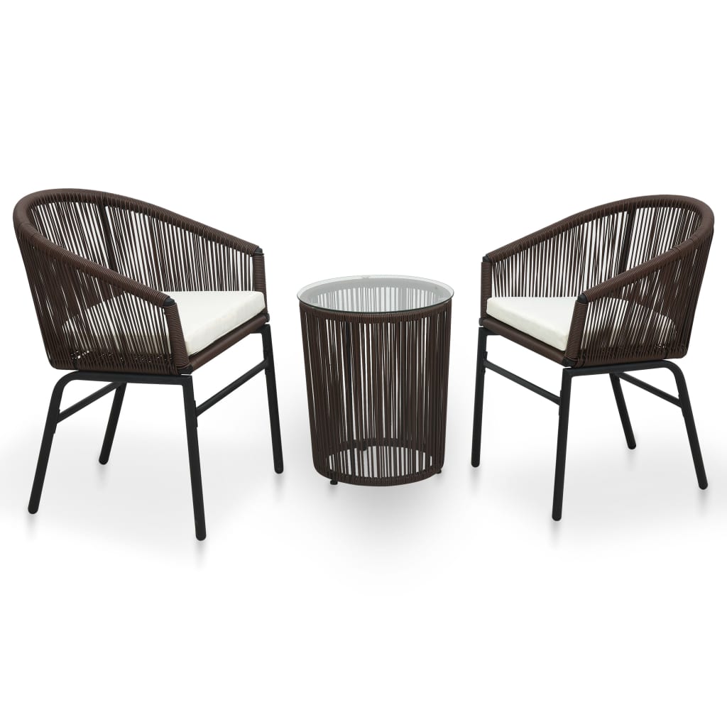 vidaXL 3-częściowy zestaw mebli bistro z poduszkami, rattan PE, brąz