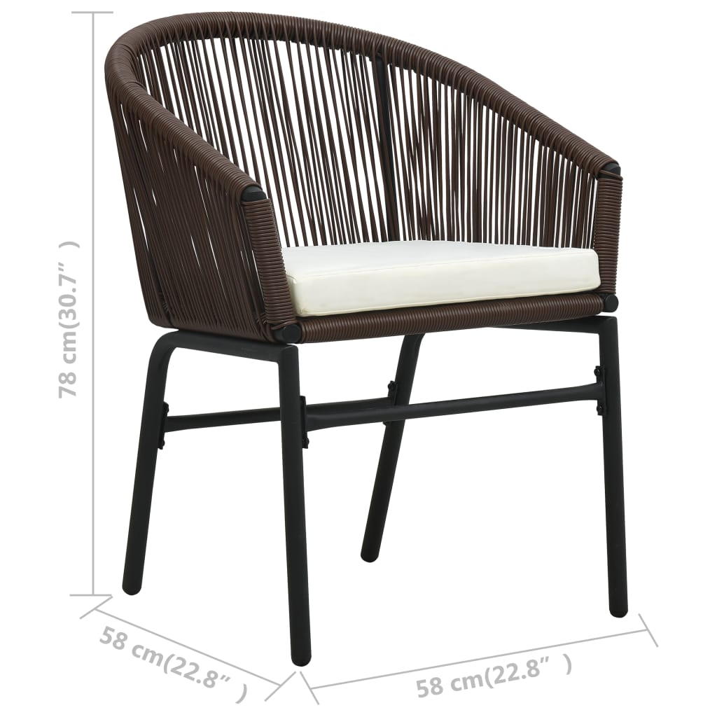 vidaXL 3-częściowy zestaw mebli bistro z poduszkami, rattan PE, brąz