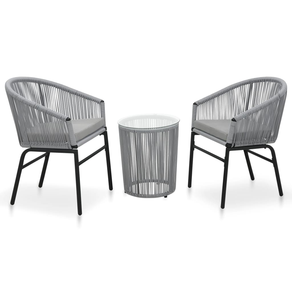 vidaXL 3-cz. zestaw mebli bistro z poduszkami, rattan PE, szary