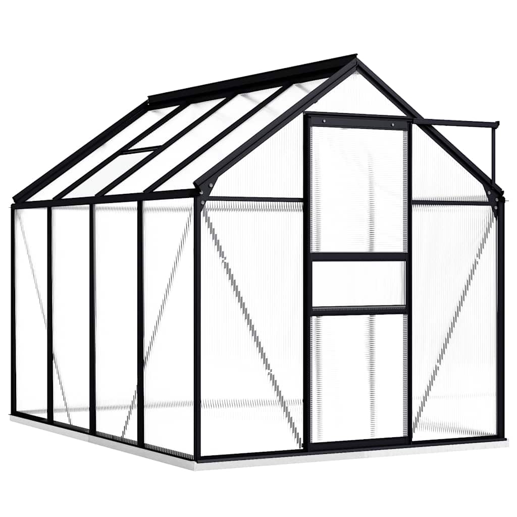 vidaXL Szklarnia z ramą podstawy, antracytowa, aluminiowa, 4,75 m²