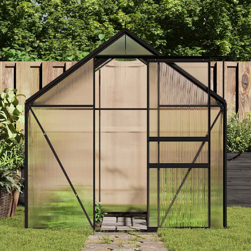 vidaXL Szklarnia z ramą podstawy, antracytowa, aluminiowa, 4,75 m²