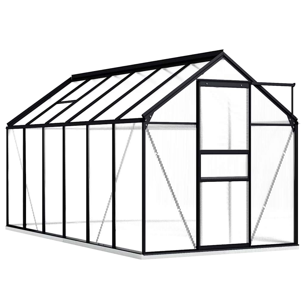 vidaXL Szklarnia z ramą podstawy, antracytowa, aluminium, 7,03 m²