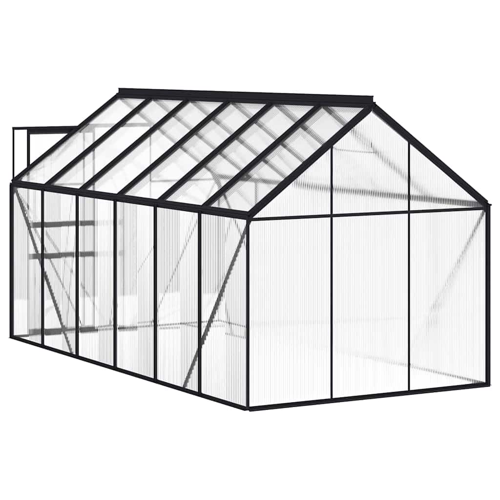 vidaXL Szklarnia z ramą podstawy, antracytowa, aluminium, 7,03 m²