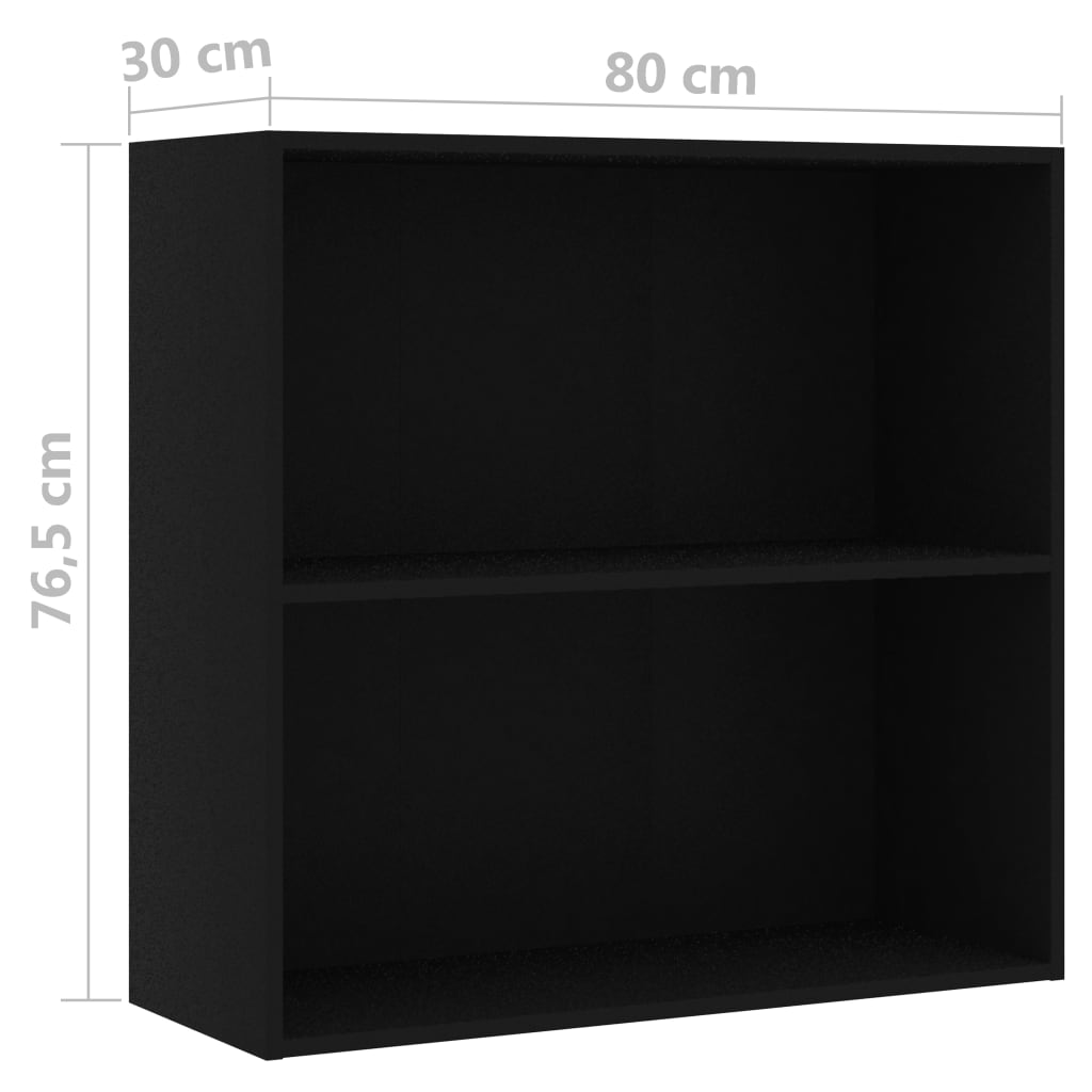 vidaXL Regał, czarny, 80x30x76,5 cm, materiał drewnopochodny