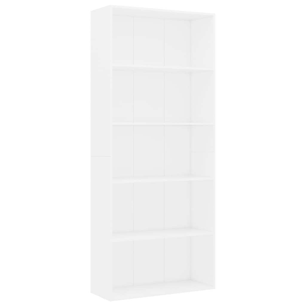 vidaXL 5-poziomowy regał, biały, 80x30x189 cm, materiał drewnopochodny