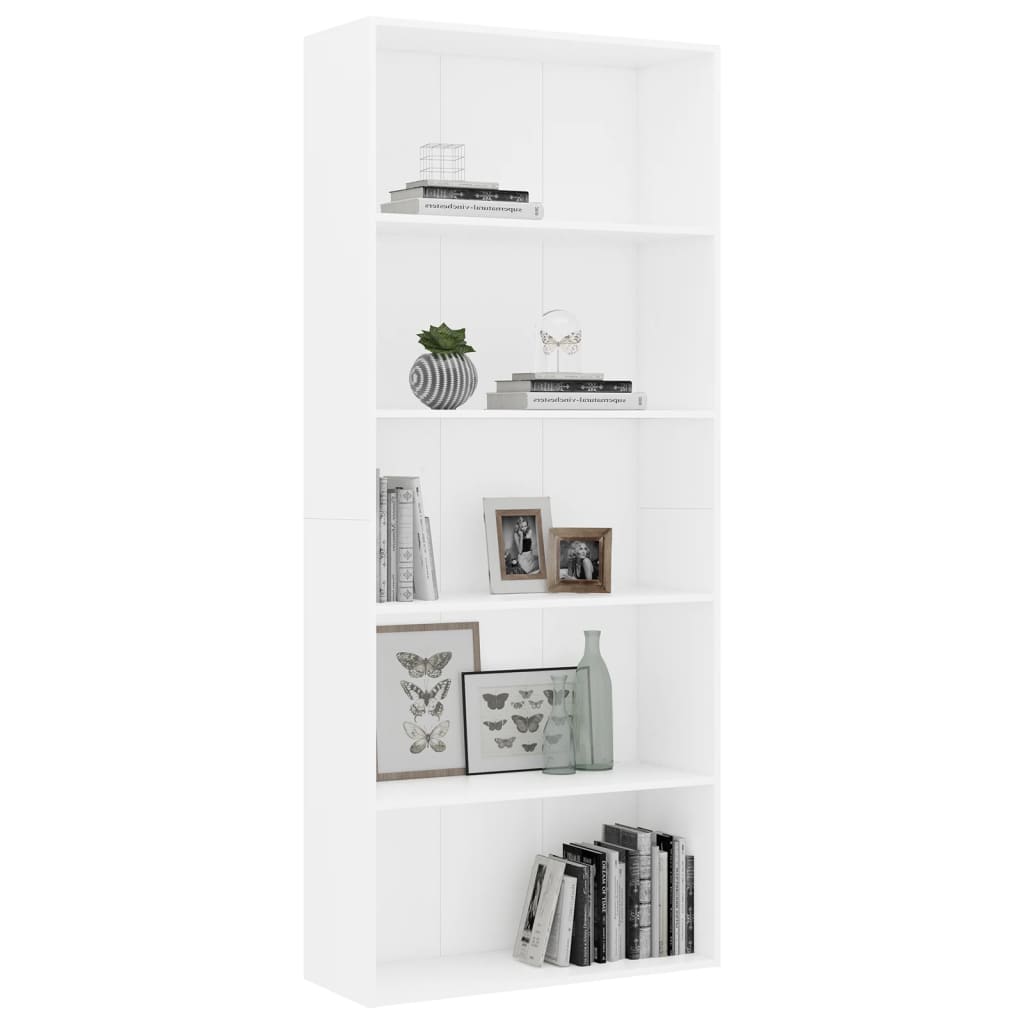 vidaXL 5-poziomowy regał, biały, 80x30x189 cm, materiał drewnopochodny