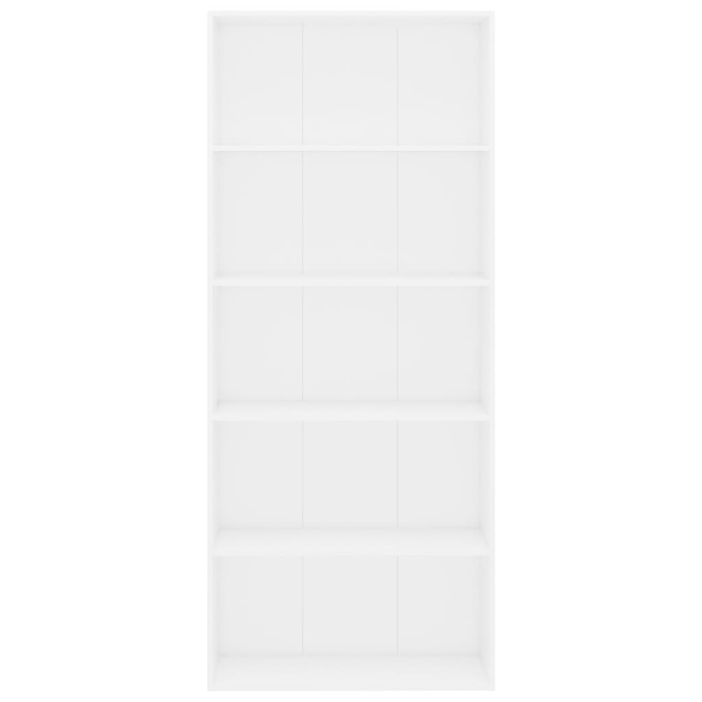 vidaXL 5-poziomowy regał, biały, 80x30x189 cm, materiał drewnopochodny