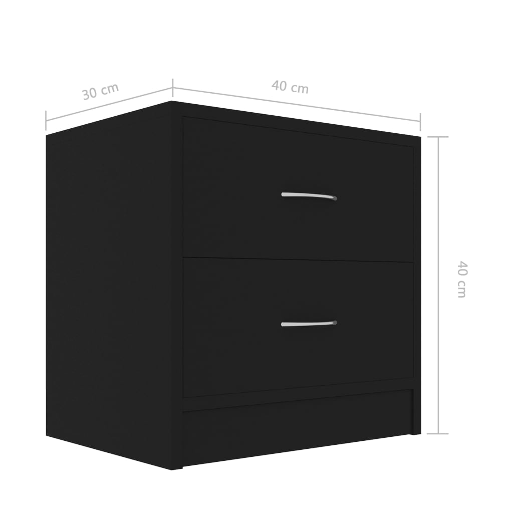 vidaXL Szafki nocne 2 szt. czarne 40x30x40 cm, materiał drewnopochodny